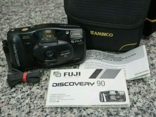 Vtg Fuji Discovery 90 35mm Film Camera Date W/ Bag,  Manuals