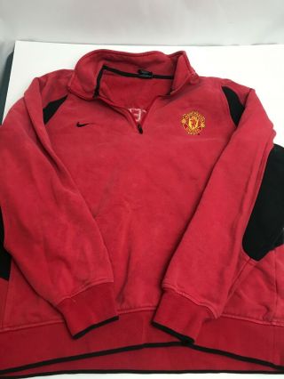 Vintage Nike Manchester United 1/4 Zip Pullover Red Mens Large