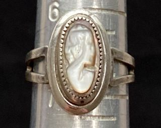 Vtg Sarah Coventry Sterling Silver Cameo Ring Signed Sz: 6.  5 3.  3g A005