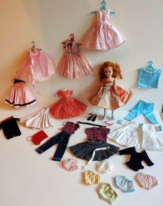 10 " Vintage Vogue Jill Doll,  Tagged Dresses,  Shoes,  Belts 20,  Items