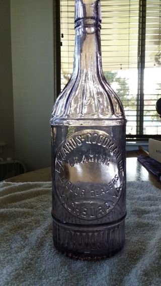Vintage Whiskey Bottle,  Lazarus Goodman Co.  Lynchburg,  Va.  - Sun Purple - Quart