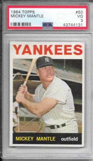 Mickey Mantle 1964 Topps Psa 3 Centered/beauty Label All Mantles Rising
