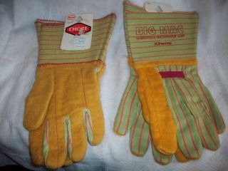 2 Pairs Vintage Work Gloves Boss Chore Big Mac Rubberized Waterproof Cuff Flxo