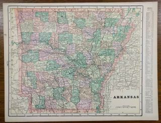 Arkansas 1901 Vintage Atlas Map 14 " X11 " Old Antique Jonesboro Springdale