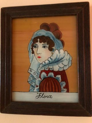Antique Reverse Portrait Painting On Glass - 