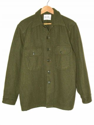Euc Canadian Army Vintage Wool Shirt Jacket Od L Military Overshirt Olive Green