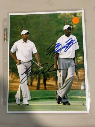Tiger Woods Michael Jordan Signed Photo Autographed