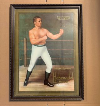 Vintage Boxing Beer Advertising Poster Framed; John L.  Sullivan