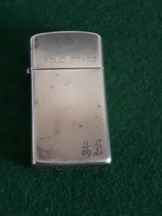 Zippo 1932 - 1990 Solid Brass Lighter At Small Monogram