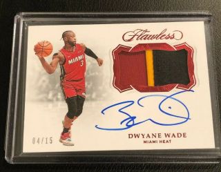 Dwyane Wade 2018 - 19 Flawless 3 - Color Game Patch With On Card Auto 4/15