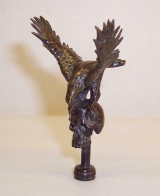 WW1 Vintage PIPE TAMPER Death Head SKULL with EAGLE Bird BRONZE Brass TRENCH ART 2