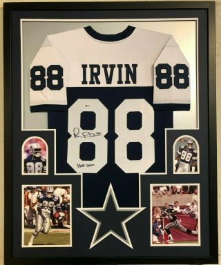 Framed Dallas Cowboys Michael Irvin Autographed Signed Inscr Jersey Beckett