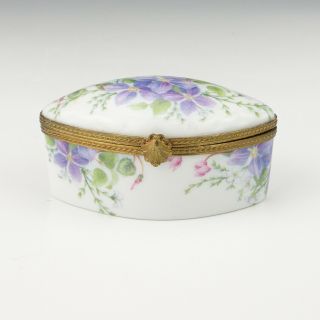 Vintage Limoges Porcelain - Flower Decorated Trinket Or Pill Box - Lovely