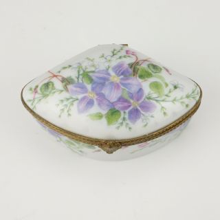 Vintage Limoges Porcelain - Flower Decorated Trinket Or Pill Box - Lovely 2