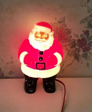 Vintage Christmas Hard Plastic Santa Clause Light - -
