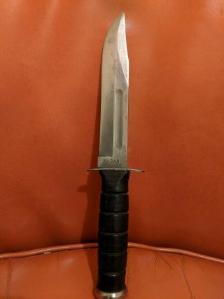 Vintage Usmc Kabar Blade Fighting Knife Marine Corp Olean Ny Ka - Bar