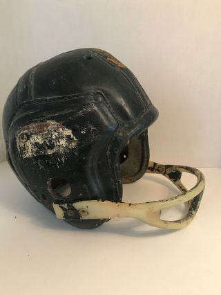 Early Black Yellow Leather Wing Back Football Helmet Antique