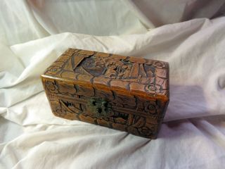A Vintage Hand Carved Chinese Wooden Box
