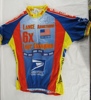 Lance Armstrong Signed Tour De France 6x Champion Limited Edition Jersey Yqz