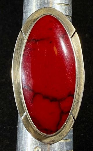 Vtg Taxco Mexico Large Sterling Silver 925 Red Jasper Ring Signed 14.  8g Sz: 7