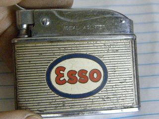 Flat Advertising Lighter Esso " Happy Motoring " Made In Japan By " Ideal Adliter "