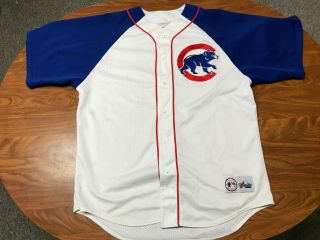 Mens Vintage Majestic Chicago Cubs Sewn Button Up Baseball Jersey Size Xl