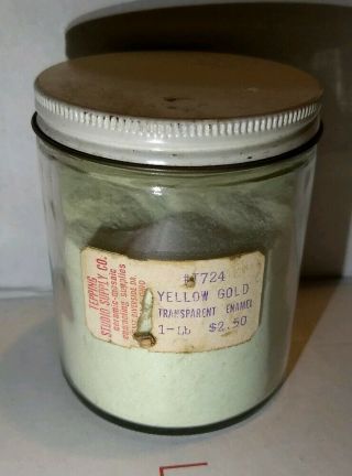 Vintage Tepping Transparent Enamel Powder 1724 Yellow Gold Ceramic Crafts