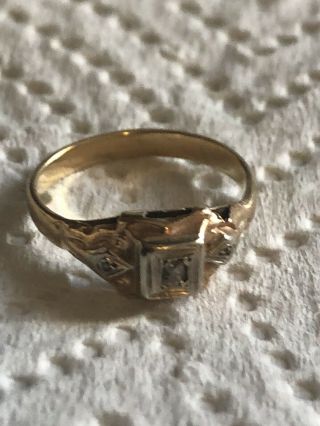 Antique Art Deco Diamond 14k Yellow Gold Engagement Ring Size 4.  5 - 1.  7g