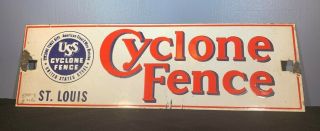 Vintage Cyclone Fence St.  Louis Mo.  United States Steel Porcelain Sign