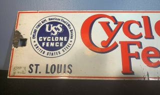 Vintage Cyclone Fence St.  Louis Mo.  United States Steel Porcelain Sign 2