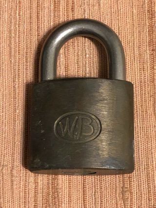 Vintage Wb Logo Brass Lock Padlock Usa No Key Wilson Bohannan Csw System