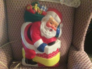 Vintage Plastic A Goodman 19 “ Christmas Light Up Santa With Gifts