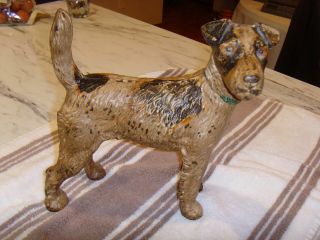 Antique Hubley Fox Terrier Dog Cast Iron Doorstop 8 1/2”x 8 3/4”