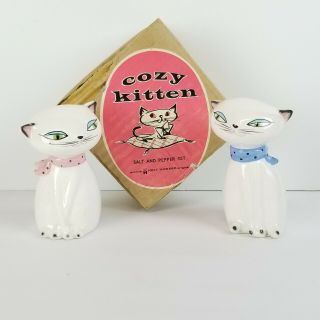 Vtg Holt Howard Salt Pepper Shakers Cozy Kitten Cat Set Boy Girl 1958 Japan Box