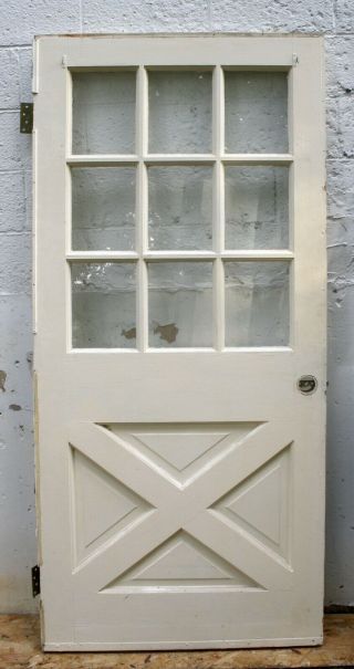 36 " X79 " X1.  75 Vintage Antique Wood Wooden Exterior Entry Door 9 Window Glass Lite