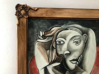 PABLO PICASSO ARTIST OIL PAINTING ON CANVAS SIGNED FRAMED 25.  5  X 32 2