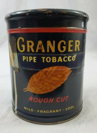 Vintage Tobacco Tin Granger Rough Cut For Pipes Mild Fragrant Cool