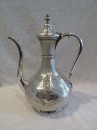 Gorgeous 19th C French Sterling Guilloche Silver Coffee Pot Ottoman St E Hugo