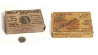 Antique Hollister’s Rocky Mountain Tea And Paragon Tea Box Apothecary Pharmacy