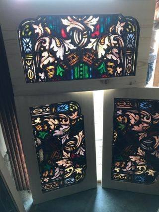 Sg 2955 8 Av Price Each Antique Painted In Fired Stained Glass Transom Window 18