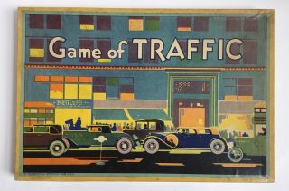 Antique Vtg Art Deco Board Game Of Traffic - Milton Bradley - Ex