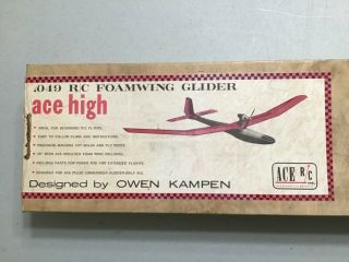 Vintage Ace High R/C Glider Kit First Run Not MKII 2