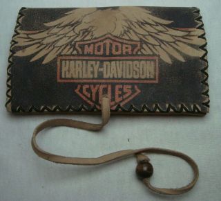 Harley - Davidson Motorcycles Vintage Leather Rolling Cigarette Tobacco Pouch
