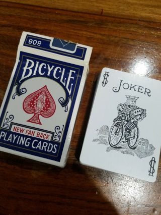 Bicycle 808 Fan Back Deck Tax Stamp Box Blue Vintage Antique Playing Cards
