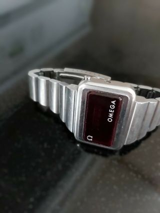 Omega 1602 Vintage digital Led Time Computer Watch stainless steel Dot display 2