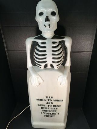 Skeleton Blow Mold 34 " Halloween Tombstone Rip Decoration Empire Vintage