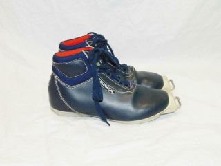 Vintage Salomon Size 36 Blue Red Sns Cross Country Ski Boots Lace Up Tie