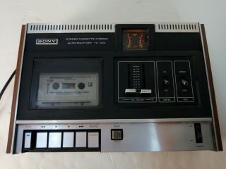 Vintage Sony Tc 121 (a) Cassette Recorder Player Top Load Wood Grain