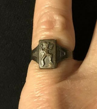 Vintage Girl Scouts Brownie Adjustable Sterling Silver Elf Ring 1940s - 1950s