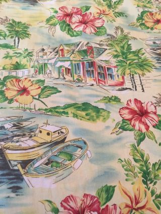 Waverly Shower Curtain Cabana Village Vintage Tropical Floral Key West Retired